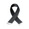 Black awareness ribbon on white background. Mourning symbol
