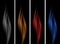 Black background with different color flames