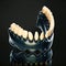 Black background full arch fixed dental prostheses, generative AI