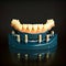 Black background full arch fixed dental prostheses, generative AI