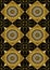 Black background of gold rhombus with gold flowers