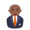 Black Bald Businessman Avatar Flat Icon