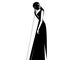 Black bald women jazz singer in flat style silhouette on white background