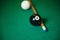 Black ball shot in snooker game