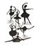 Black ballet dancers silhouettes