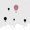 Black baloons and one colorful in competition on grey background