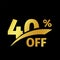 Black banner discount purchase 40 percent sale vector gold logo on a black background. Promotional business offer for