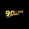 Black banner discount purchase 90 percent sale vector gold logo on a black background. Promotional business offer for