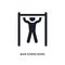 black bar exercising isolated vector icon. simple element illustration from gym and fitness concept vector icons. bar exercising