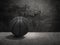 Black Basketball ball on cement wall background