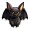 Black bat isolated on white background, cute sticker. AI generated