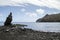 Black beach with volcanic sand