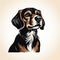 Black Beagle Portrait Dog Icon Vector Design In Aaron Horkey Style