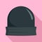 Black beanie icon, flat style