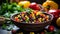 Black beans and corn salad, a medley of fresh vegetables, aromatic herbs, and a tangy lime dressing