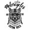 Black bear Biker, motorcycle animal. Hand drawn image for tattoo, emblem, badge, logo, patch, t-shirt