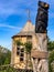 Black bear statute on wood pole