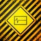 Black Beat dead in monitor icon isolated on yellow background. ECG showing death. Warning sign. Vector