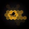 Black bee symbol and colorful honeycomb design element eps10