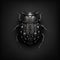 Black beetle on the black background. 3d illustration. Top view.