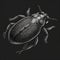 Black beetle on a black background. 3D illustration. Vintage style.