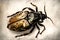 Black beetle on a white background. Close-up. Macro.