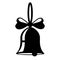 Black bell with a bow on a white background. Icon.