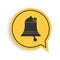 Black Bell icon isolated on white background. New Notification icon. New message icon. Yellow speech bubble symbol