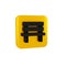 Black Bench icon isolated on transparent background. Yellow square button.