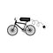 Black bicycle with battery and electrical plug single phase - vector illustration