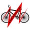 Black bicycle with red line and inscription DANGER - vector illustration