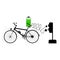 Black bicycle with two type different electrical plug and equipment charger - vector illustration