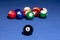 Black billiard ball with number eight.