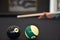 Black billiard table, Playing billiard - Close-up shot of a man playing billiard