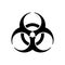 Black biological hazard icon, biohazard symbol isolated on a white background.