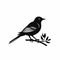 Black Bird Silhouette On Branch: Clean And Simple Monochromatic Graphic Design