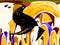 Black bird waching in the sky with hope and dark colorful background graphic artwork