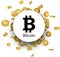 Black bitcoin sign on white.