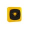 Black Blacksmith anvil tool icon isolated on transparent background. Metal forging. Forge tool. Yellow square button.