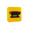 Black Blacksmith anvil tool icon isolated on transparent background. Metal forging. Forge tool. Yellow square button.