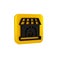 Black Blacksmith oven icon isolated on transparent background. Yellow square button.