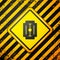 Black Blade razor icon isolated on yellow background. Warning sign. Vector