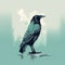 Black And Blue Crow Speedpainting: Atmospheric Color Washes And Detailed Sketches