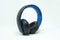 Black and blue foldable over the ear headphones