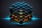 Black and Blue Futuristic Hexagonal Grid with Neon Glow