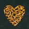 Black Board Background and Chalk. Heart of Potato French Fries. Love Delicious Fried Potatoes Fast Food. Street Junk Food Lover Po