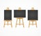 Black Board Easel Blank Empty Template Set. Vector