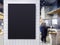 Black board Menu Restaurant cafe interior Blurred people background