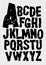 Black bold scotch tape alphabet. Vector font