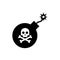 Black bomb icon and skull and crossbones sign. Vector illustration eps 10